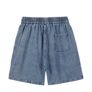 กางเกงขาสั้นผ้ายีนส์ฤดูร้อนของผู้ชายกางเกงขาสั้นผ้ายีนส์ขากว้างสีน้ำเงินแฟชั่นสตรีทสบายๆทุกวันพอดีหลวมและสบาย - Product Image 2