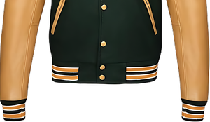 Latest Design OEM Custom Varsity Jacket Soft Wool Canvas Polyester Cotton Sleeves Stand Front Ribbed Hem <b>Covered</b> <b>Button</b> Closure - Product Image 4