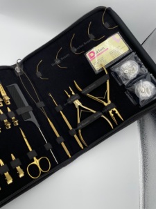 Kit d'outils d'extensions de cheveux, pinces à cheveux et peigne à boucle de traction en fil plasma doré, micro-lien, perles, aiguilles incurvées en C, ensemble de pinces à cheveux - Product Image 5