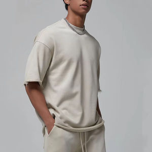 Fabricant de t-shirts unis à col rond épais en éponge française unisexe 100% coton High Street Fashion avec logo personnalisé t-shirts - Product Image 2