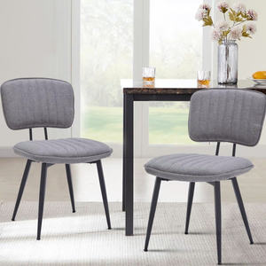 Ensemble de 2 chaises de salle à manger rembourrées, chaises de cuisine modernes en tissu avec pieds en métal. - Product Image 1