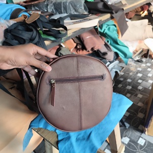 Women's Trendy Bohemian Customizable Color Genuine Leather Messenger <b>Sling</b> Bag with Tassel Autumn Style Portable Zipper Closure - Product Image 3