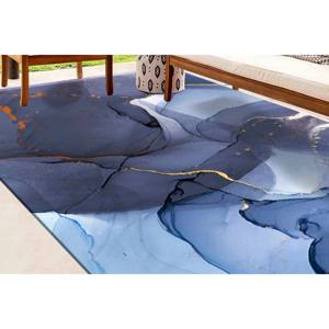 Tapis d'intérieur en marbre violet : accent doré moderne, tapis antidérapant, tapis en chenille - Product Image 2