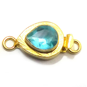 Prem Bhaya Topacio azul Piedra preciosa 1-3 Strand Box Broche 18K Chapado en oro Forma de hoja Componentes de fabricación de joyas para collar Pendientes - Product Image 1