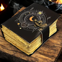 Carnet de Prières en Cuir Véritable Fait Main avec Impression Phases Lunaires Célestes, 400 Pages, Cadeau Fête des Mères