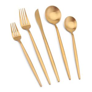 Juego de cubiertos de oro y metal de acero inoxidable popular con asas reales para el hogar y la boda Juego de cubiertos para comer - Product Image 5
