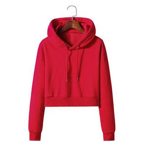 High Quality <b>Black</b> <b>Woman's</b> <b>Crop</b> <b>Top</b> Hoodie Solid Color Casual Loose Fit with Hooded Collar <b>for</b> Autumn Gym Use - Product Image 1