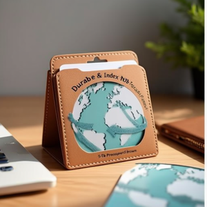 Porta Tarjetas de Índice Duradero de la A a la Z, A5 Horizontal, 5 Pestañas, Cartón Presionado Marrón - Product Image 3