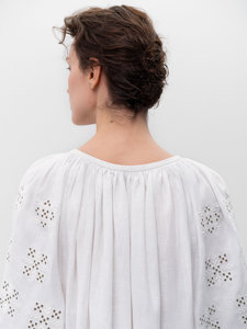 Vestido Largo Informal Bohemio de Algodón Blanco para Mujer, Bordado, de Manga Corta, Sexy, Lavable, Tejido Natural - Product Image 2