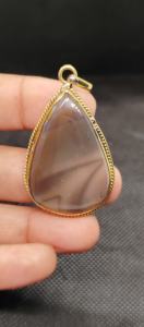 High Quality UDGEMS <b>Boho</b> Style Natural Gray Botswana Agate Pendant <b>Necklace</b> 5-8mm - Product Image 4