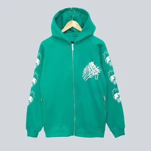 Custom <b>Men</b> <b>Green</b> Skull Print Tracksuit Hooded Sweat <b>Suit</b> Two Piece Set Breathable Fabric Cotton Made <b>Men</b> Tracksuits - Product Image 2