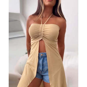 Blusa Midi sin Tirantes para Mujer, Modelo 37668 - Beige - Product Image 4