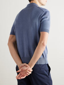 Polo d'été pour hommes en bambou Slim Fit Casual Short Sleeve Striped Color Blocking Breathable Cooling Knit Top Shirts - Product Image 3