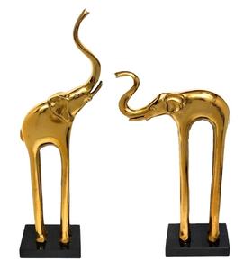 Última gran oferta de lujo hecho a mano de Metal hogar Oficina decoración Interior estatua de elefante doble dorado en aluminio chapado en oro - Product Image 1