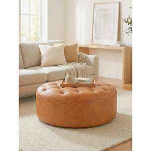 Pouf en cuir marocain fait main, repose-pieds ottoman traditionnel, pouf artisanal, décoration intérieure, siège ottoman bohème pour salon - Product Image 1