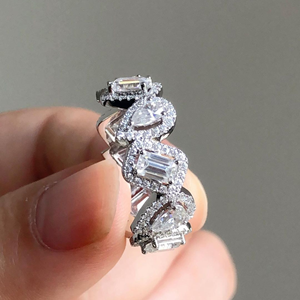 4.00กะรัต VVS มรกต & ลูกแพร์ตัดในห้องปฏิบัติการปลูกเพชรแฟนซีเครื่องประดับงานแต่งงานแบบเต็มชั่วนิรันดร์14K ทองคำขาว - Product Image 1