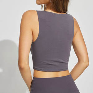 ขายส่งผู้หญิงที่มีสไตล์คุณภาพสูงการบีบอัดพืชยอดนิยม / ผู้หญิงผ้าฝ้ายว่างเปล่าออกกําลังกายที่กําหนดเองเสื้อบีบอัดพืชบางเฉียบ - Product Image 3