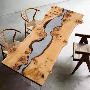 Mesa de Comedor Rectangular de Resina Epoxi Hecha a Mano de Lujo con Diseño Moderno, Superficie de Resina Impermeable en Tonos Cálidos para Sala de Estar - Product Image 3