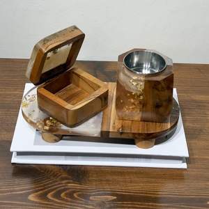 Factory Sale Decorative Acacia Wood Serving Tray <b>Ramadan</b> Eid Gift with Mother Pearl Inlay <b>Chocolate</b> Dessert Tray - Product Image 6