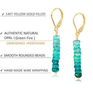 925 boucles d'oreilles en argent Sterling perles d'opale verte plaqué or jaune bijoux de pierre de naissance pour femmes pour anniversaire fête de mariage - Product Image 4