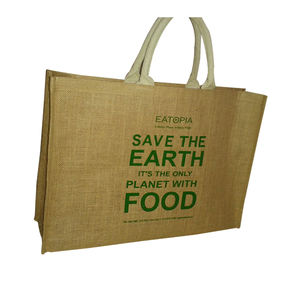 กระเป๋าผ้าใบพิมพ์โลโก้สั่งซื้อได้ตามต้องการ,ถุงช้อปปิ้งปอกระเจาธรรมชาติความจุขนาดใหญ่ทนทานทำด้วยมือ - Product Image 4