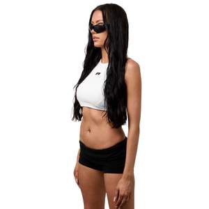 <b>Womens</b> Cropped Baby Tee White Stretch Cotton Lightweight Streetwear <b>Top</b> Clean Minimal Logo Slim Fit Design - Product Image 2