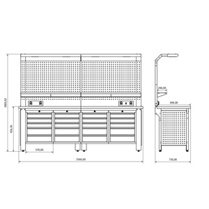 ProLine Plus + Combo 2605โต๊ะทำงานโลหะหนักสำหรับอุตสาหกรรมหนัก | การก่อสร้างเหล็กพรีเมี่ยมโดยผู้ผลิตชาวตุรกี - Product Image 4