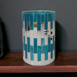 ขวดแก้วใส่เทียนสีเงินสีเทอร์ควอยซ์หรูหราดีไซน์โมเสกตกแต่งบ้านตามสั่งสำหรับงานแต่งงานคริสต์มาสเทียนอื่นๆ - Product Image 4