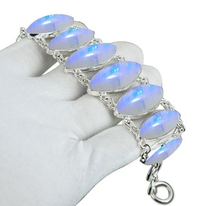 Bijoux de mode parfaits faits à la main inde bijoux fins 925 Bracelet de tennis en argent Sterling massif pierre de lune pierre précieuse cadeau à la mode - Product Image 2