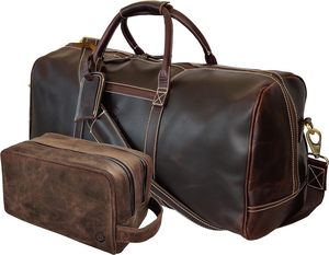 Fábrica al por mayor Unisex cuero genuino bolsa de lona logotipo personalizado FIN DE SEMANA deportes gimnasio bolsa cierre de cremallera Vintage impermeable llevar - Product Image 1