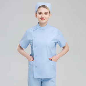 Multi-color Short-sleeved Nurse Scrubs Side Button Hospital Work Uniform <b>Set</b> Includes <b>Doctor</b> Scrub Suit Trousers Customized - Product Image 2