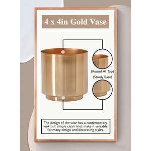 Pot de fleurs en métal finition or classique, design luxueux, parfait pour la décoration de la maison et du jardin, vases et jardinières élégants - Product Image 2