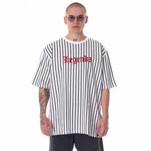 T-shirts personnalisés pour hommes 100% coton épaules tombantes manches courtes longue longueur de haute qualité coupe surdimensionnée vierge - Product Image 1