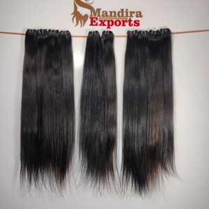 Wholesale 100% Unprocessed Natural Virgin Human Hair Extensions Black Color Kinky Long Straight Indian Hair in Water Wave Style - Product Image 2