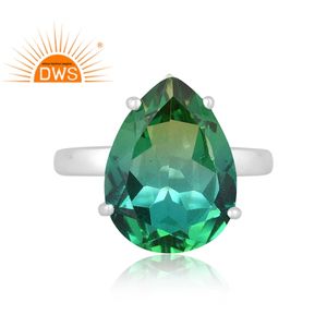 Anillo apilable de piedras preciosas de cuarzo doblete de diópsido de cromo Bio Natural de Plata de Ley fina 925, joyería personalizada para mujer - Product Image 2