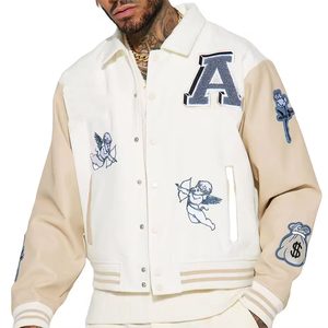 Veste universitaire noire de luxe personnalisée cousue en grande quantité Veste universitaire pour hommes avec manches en cuir Veste universitaire Letterman pour hommes - Product Image 1