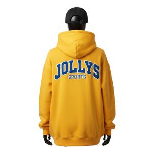 Sweat à capuche oversize pour femme en coton premium et polaire polyester 320 GSM, couleur moutarde, broderie chenille, logo personnalisé, sweat à capuche basique - Product Image 2