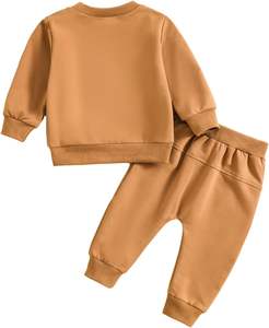 Ensemble de vêtements pour garçon en bas âge, automne/hiver, 2 pièces, couleur unie, coton/spandex, chemise à manches longues et pantalon - Product Image 2