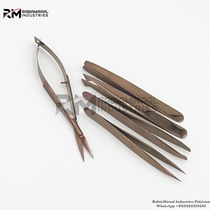 Ensemble de pinces à sourcils en or rose de meilleure qualité Pointe pointue en acier inoxydable Offre Spéciale le style le plus demandé avec des ciseaux à ressort Beauté - Product Image 4