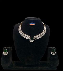 Conjunto de collar y pendientes con detalles de piedra americana, joyería de acero inoxidable para celebraciones de aniversario y ropa de noche - Product Image 2