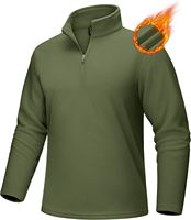 Sweat-shirt à col montant pour homme, léger, coupe-vent, en polaire, à fermeture éclair quart, manches longues, 100% polyester