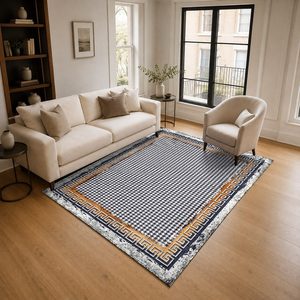 Tapis de salon en chenille gris argenté contemporain abstrait imprimé numériquement, lavable en machine, antidérapant, vente en gros RUGS DEPOT LXDP-1039 - Product Image 2