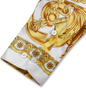 ชุดเดรสพิมพ์ลายทางการสำหรับผู้ชายเสื้อโอเวอร์ไซส์แขนยาวผ้าโพลีเอสเตอร์สำหรับผู้ชาย - Product Image 4