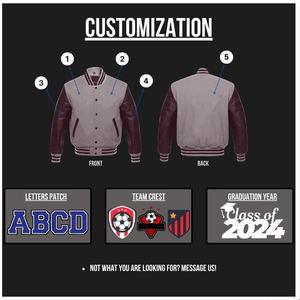 Chaquetas universitarias de lana acolchadas personalizadas para hombres y mujeres estilo Letterman liso con parches personalizados para eventos deportivos de invierno - Product Image 5