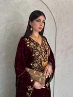 Caftan de Dubaï pour le soir, style islamique, grande taille, léger, fait main, orné de perles et de paillettes, en Georgette, ethnique, uni, à ourlet évasé, longueur ras du sol, pour l'Aïd
