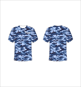 T-shirt pour homme personnalisé, camouflage bleu, manches courtes, col rond, séchage rapide, coupe régulière, design imprimé, style décontracté - Product Image 1