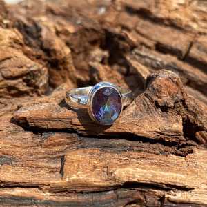 Handmade Mystic Topaz Ring 925 Sterling <b>Silver</b> Gemstone Jewelry For Women Natural Stone Gift - Product Image 3