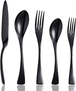 Customized Finishes and Designs Wholesale Best Price Gold & Black Metal Stylish Cutlery Set of 5 for Dining Table Use - Product Image 4
