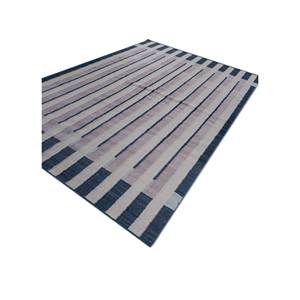 Checkers Grey & Black Flat Weaves Wool Kilim <b>Rugs</b> Handmade Striped Rectangle for Bedroom and Living Room ADWL-13138 for Teens - Product Image 2