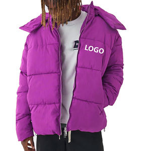 Veste à bulles en toile d'hiver de haute qualité à prix avantageux pour hommes, à capuche, logo personnalisable sur le devant, vente en gros, imperméable - Product Image 3